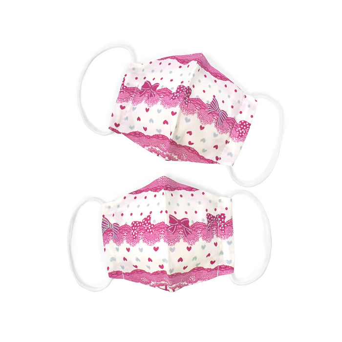 [SALE: 60% OFF] Set of 2 masks for infants (silver ion antibacterial gauze) Pretty cute with ribbon and lace pattern (white) 