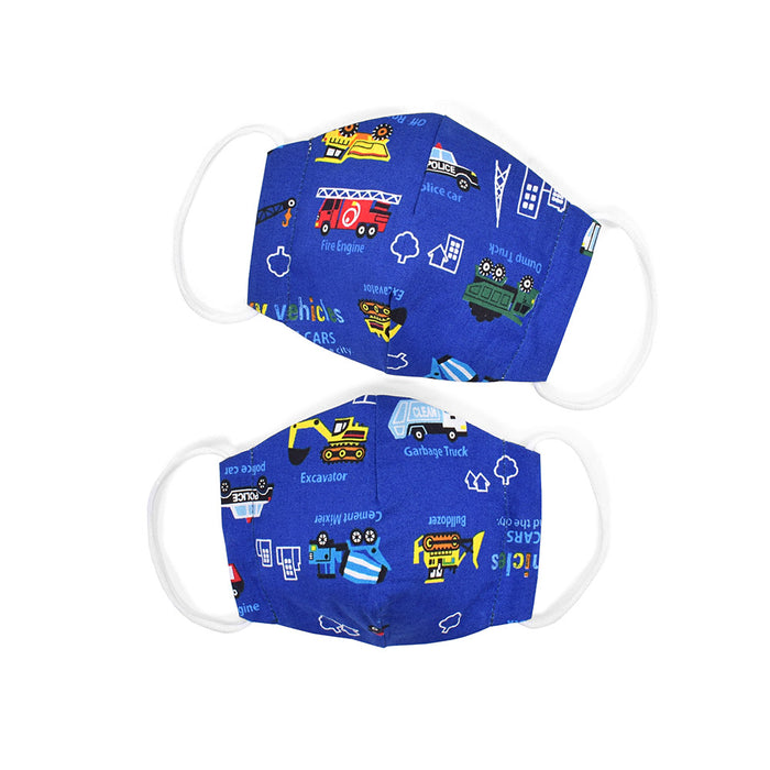 Set of 2 infant masks (silver ion antibacterial gauze) Accelerator fully open working car (royal blue) 