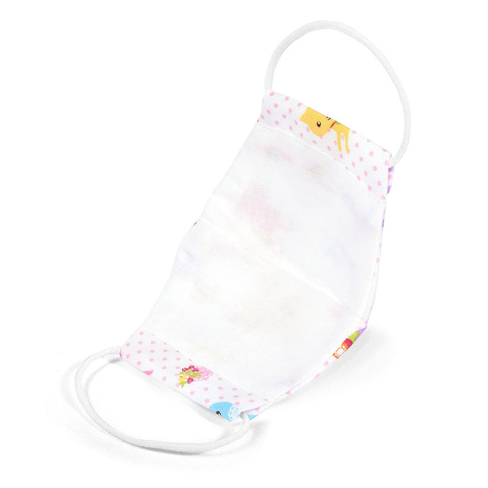 幼児用マスク 2枚セット(銀イオン抗菌ガーゼ) カラフル子猫のフラワーファッション(ホワイト)
