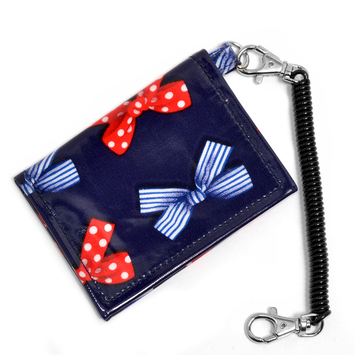 Pass Case Polka Dot and Stripe French Ribbon (Navy) 