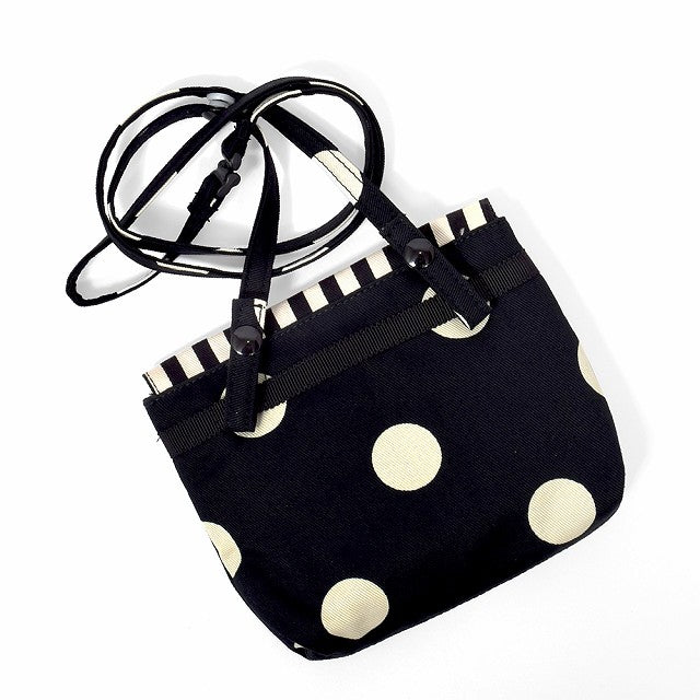 decor PolkaDot [Large type] Moving pocket/attached pocket with shoulder belt polka dot large(twill・black)×narrow stripe(twill・black) 