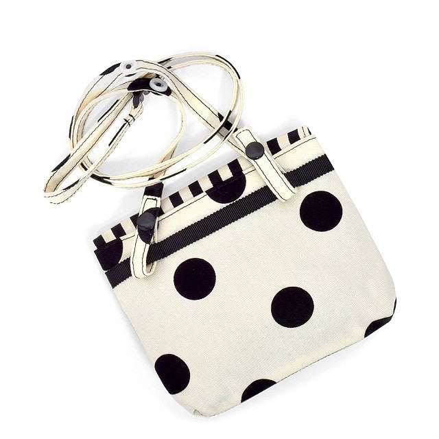 decor PolkaDot [Large type] Moving pocket/attached pocket with shoulder belt polka dot large(twill・white)×narrow stripe(twill・black) 