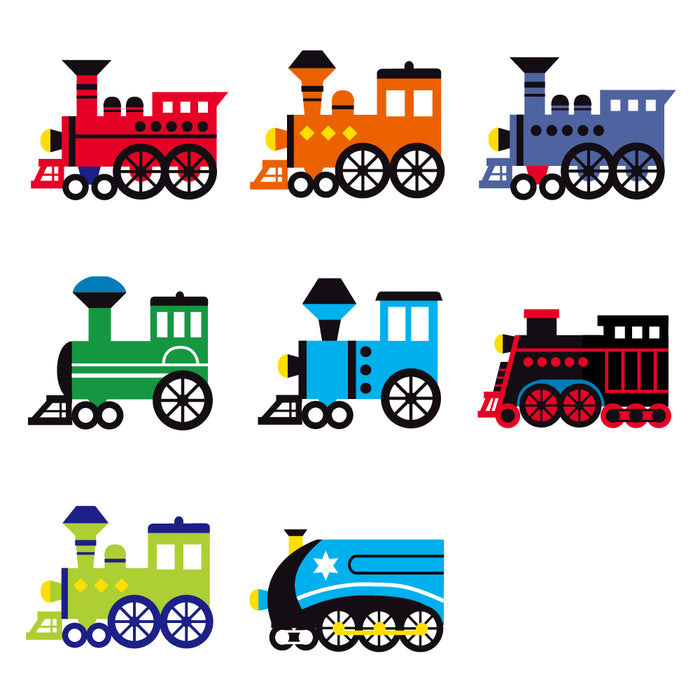 Name sticker (standard water repellent type 375 pieces) colorful locomotive