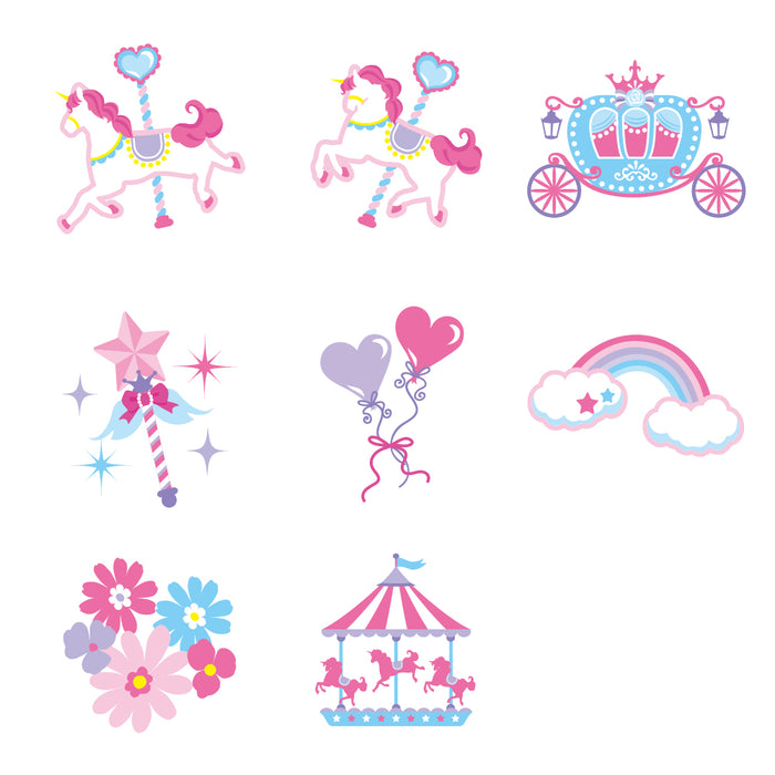 Name sticker (standard iron type 148 pieces) dream colored pastel merry-go-round 