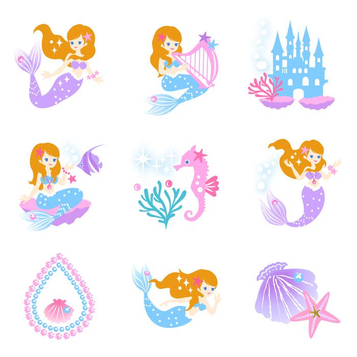 Name Sticker (Standard Water Repellent Type 375 Pieces) Mermaid and Shining Philharmonic of Light 