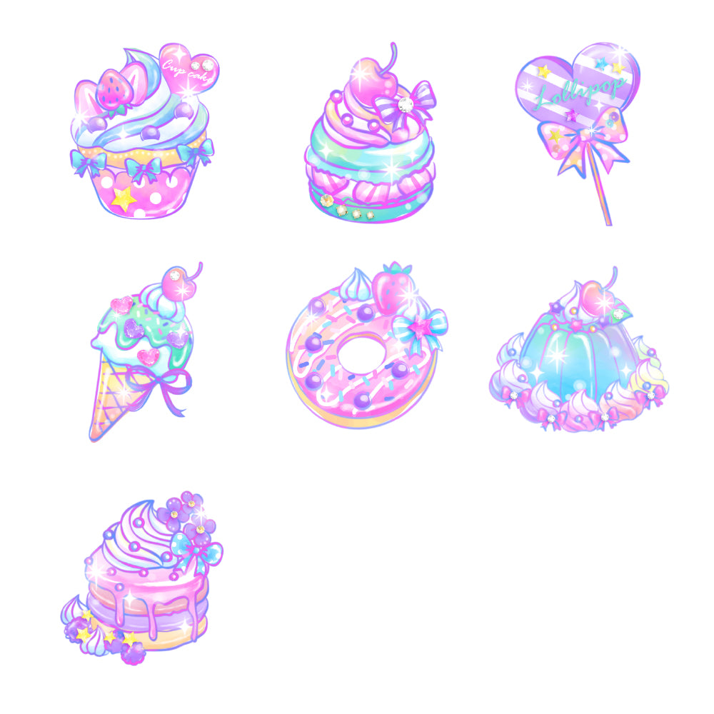 Name sticker (standard iron type 148 pieces) pastel sweets