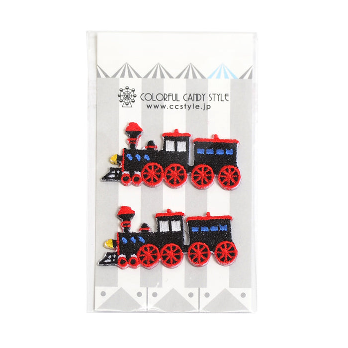 ワッペン 機関車・ブラック(2個セット)