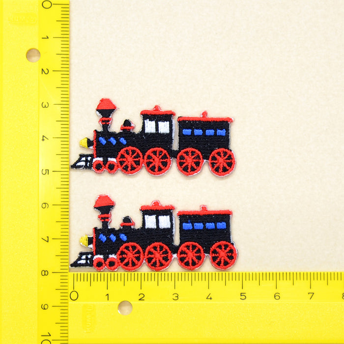 ワッペン 機関車・ブラック(2個セット)