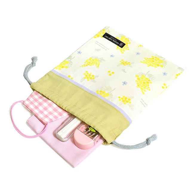 Drawstring Medium No Gusset School Lunch Bag (with Name Tag) Mimosa Fleur 