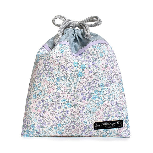Drawstring Medium No Gusset School Lunch Bag (with Name Tag) Floral Oasis 