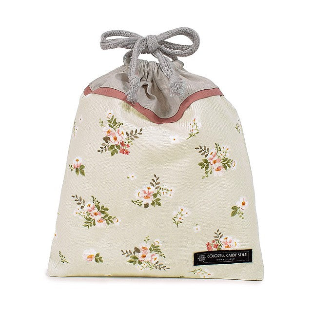 Drawstring Medium No gusset school lunch bag (with name tag) Petite Bouquet 