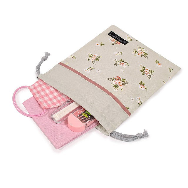 Drawstring Medium No gusset school lunch bag (with name tag) Petite Bouquet 