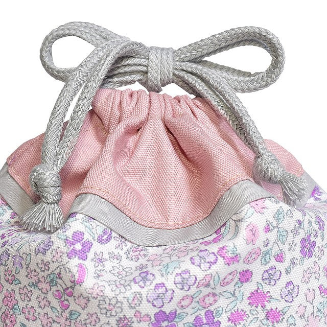 Drawstring Medium No Gusset School Lunch Bag (with Name Tag) Floral Mist 