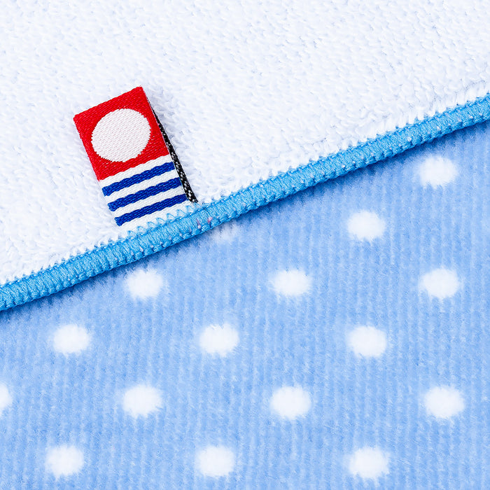 Set of 2 loop towels Polka dots (white dots on light blue ground) 