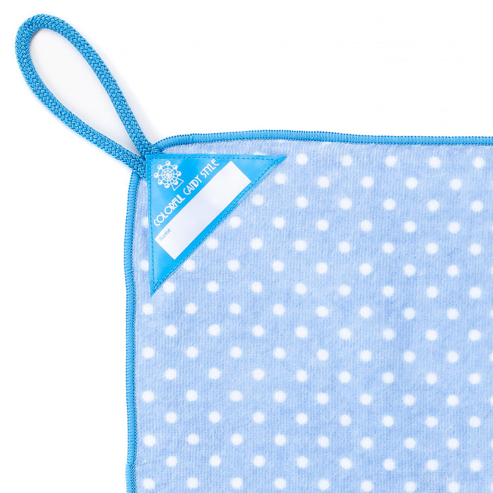 Set of 2 loop towels Polka dots (white dots on light blue ground) 