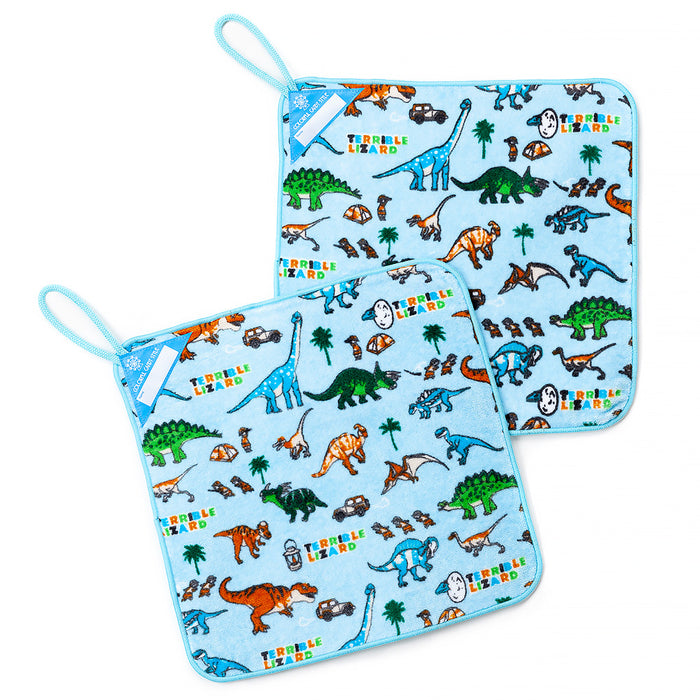 Set of 2 Loop Towels Discovery! Exploration! Dinosaur Continent (Light Blue) 