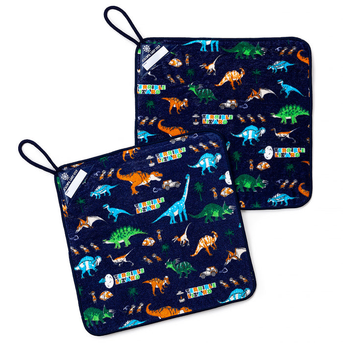 Set of 2 Loop Towels Discovery! Exploration! Dinosaur Continent (Navy) 