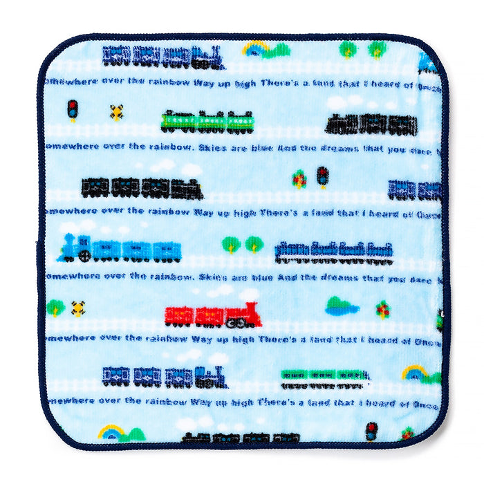 Set of 2 handkerchief towels Let's go by colorful train 