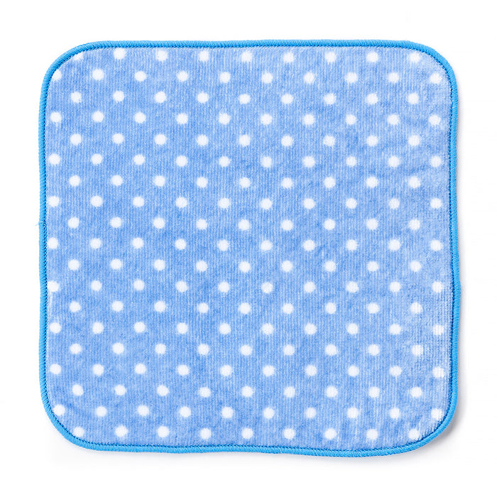 Set of 2 handkerchief towels Polka dots (white dots on light blue background) 