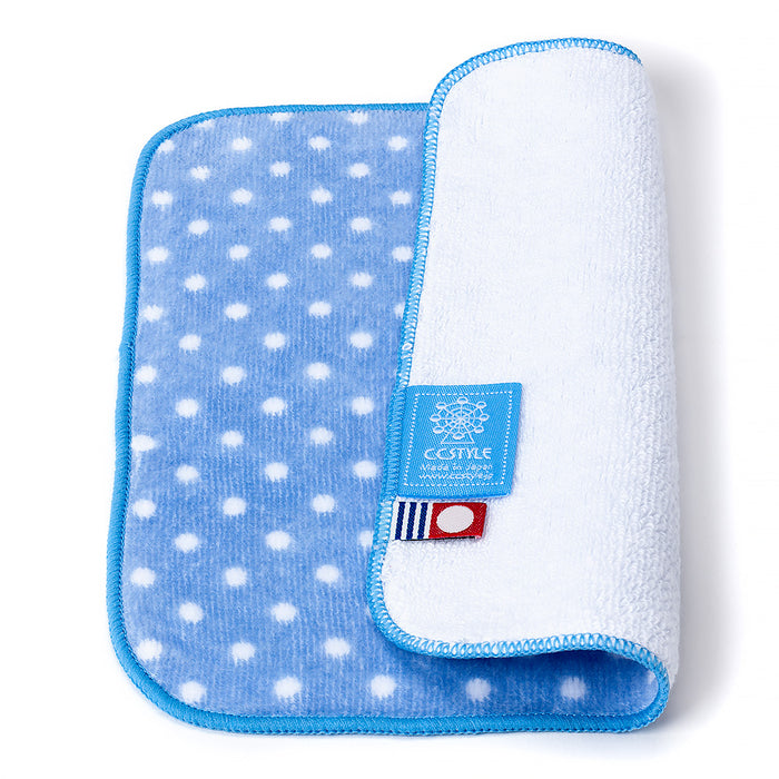 Set of 2 handkerchief towels Polka dots (white dots on light blue background) 