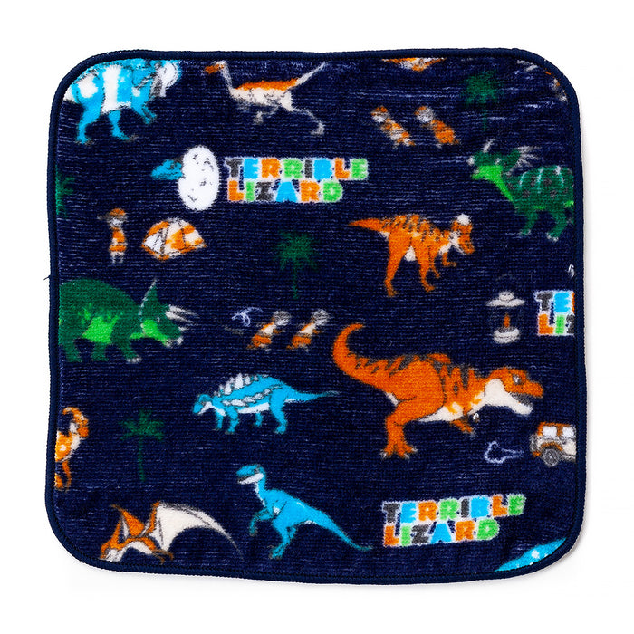 Set of 2 Handkerchief Towels Discovery! Exploration! Dinosaur Continent (Navy) 