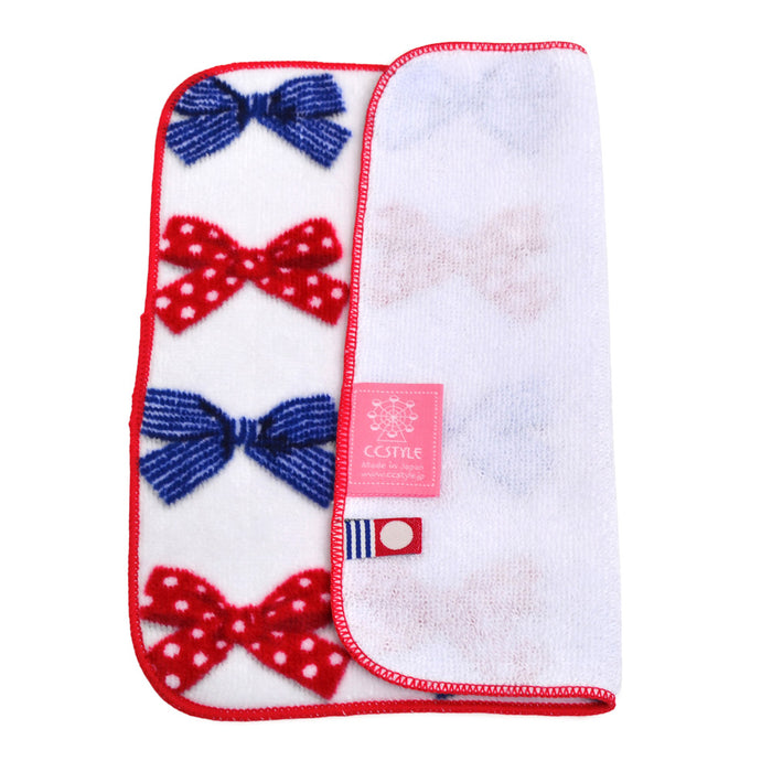 Set of 2 handkerchief towels French ribbon with polka dots and stripes 