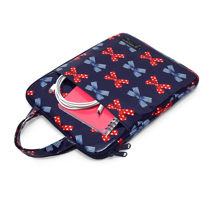 Tablet/Computer Case (11 inch) Polka Dot and Stripe French Ribbon (Navy)