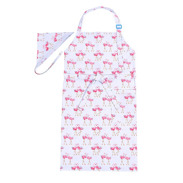 LAURA ASHLEY エプロン(150～160)三角巾付き Pretty Flamingo