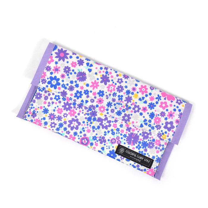 [SALE: 30% OFF] Antibacterial mask case Double pocket (for mobile) Airy shower with flower pattern (lavender) 