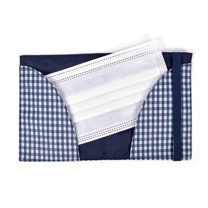 [SALE: 50% OFF] Antibacterial Mask Tray Check Large/Navy Blue 