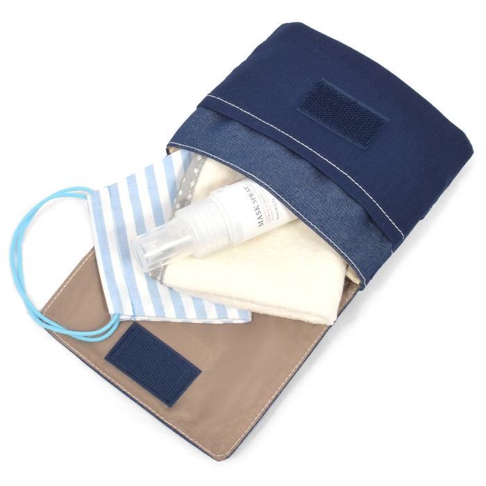 [SALE: 60% OFF] Antivirus/Antibacterial 3WAY Pocket Pouch/Mobile Pocket Blue x Navy