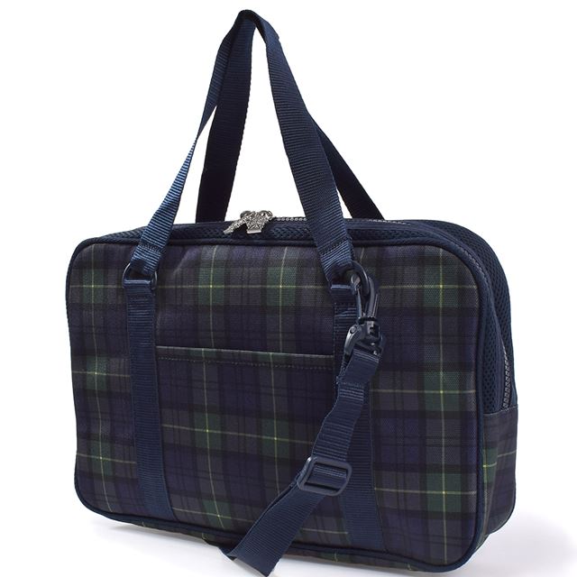 書道・習字バッグ 撥水・軽量タイプ タータンチェック・ダークグリーン