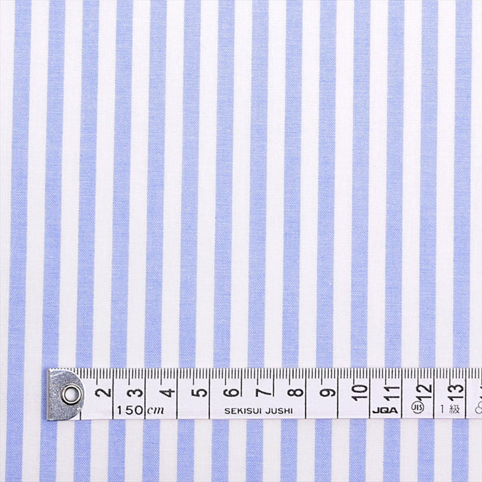 Yu-packet basic stripe/light blue (cotton poly) mixed weave fabric 