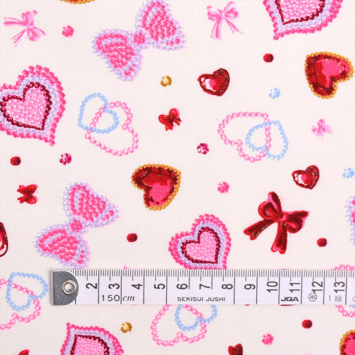 Yu-Packet heart and ribbon twinkle beauty (white) Oxford cloth 