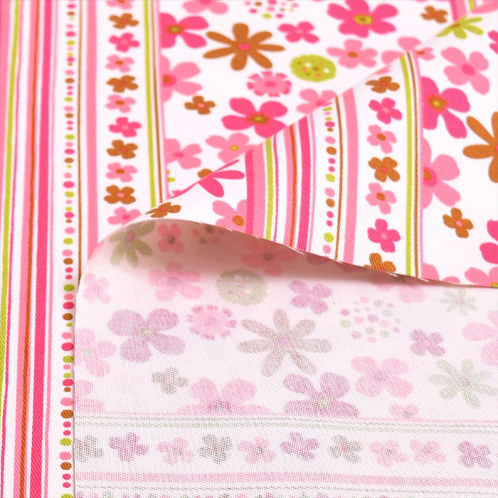 Yu-Packet Scandinavian Flower Park (Pink) Twill Fabric 