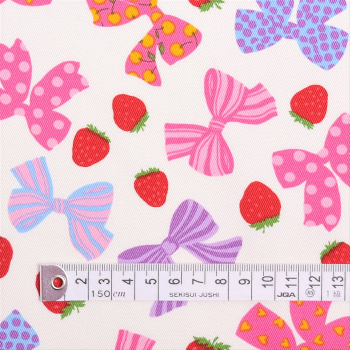 Yu-packet Strawberry and ribbon perfect score lovely (white) twill fabric 