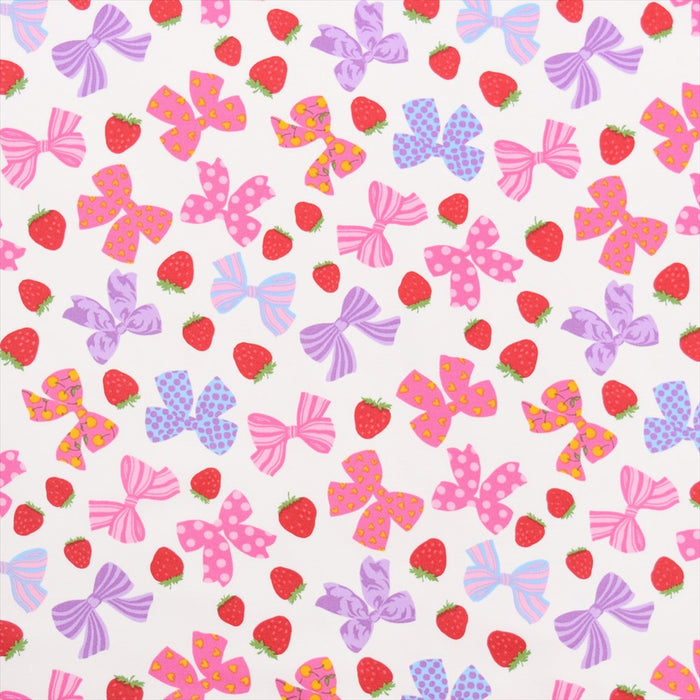 Yu-packet Strawberry and ribbon perfect score lovely (white) twill fabric 