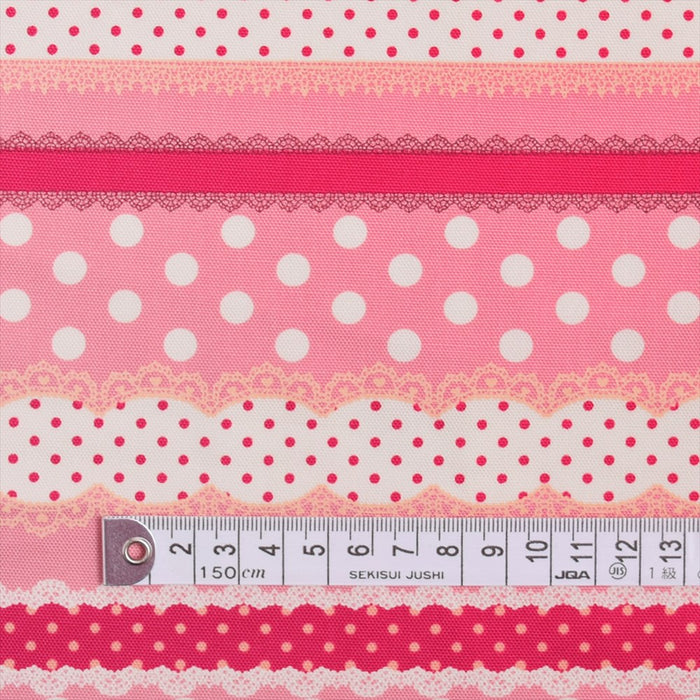 Yu-packet ribbon and lace polka dot harmony (pink) Oxford fabric 