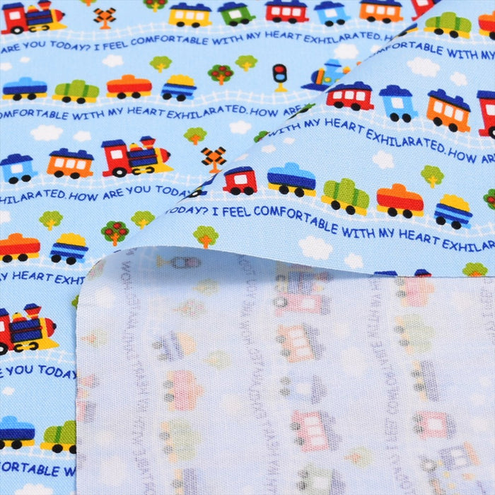 Yu-packet Let's go by colorful train (light blue) Oxford cloth 