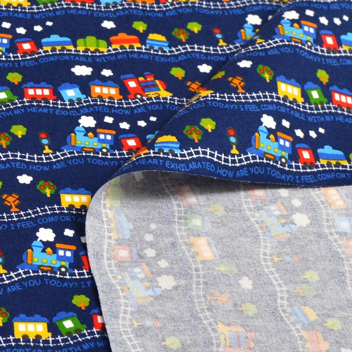 Yu-Packet Colorful Train Let's Go (Navy) Oxford Fabric 