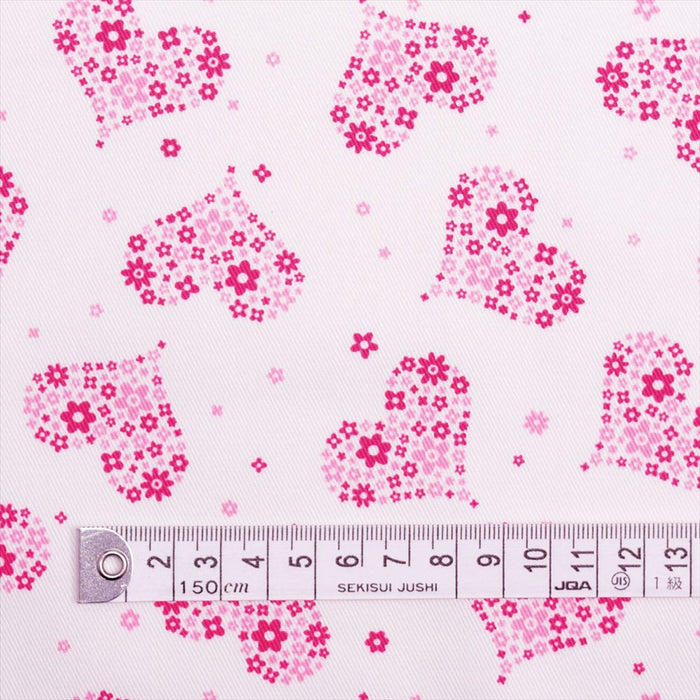Yu-Packet Flower Heart Pink Twill Fabric 