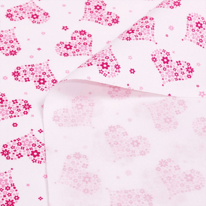Yu-Packet Flower Heart Pink Twill Fabric 