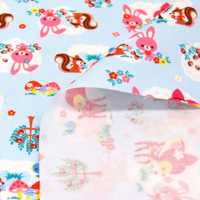 Yu-Packet Usa-chan Bambi and Forest Friends (light blue) Oxford fabric 