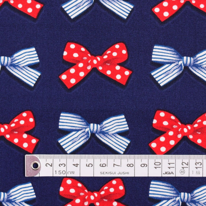 Yu-Packet Polka Dot and Stripe French Ribbon (Navy) Oxford Fabric 