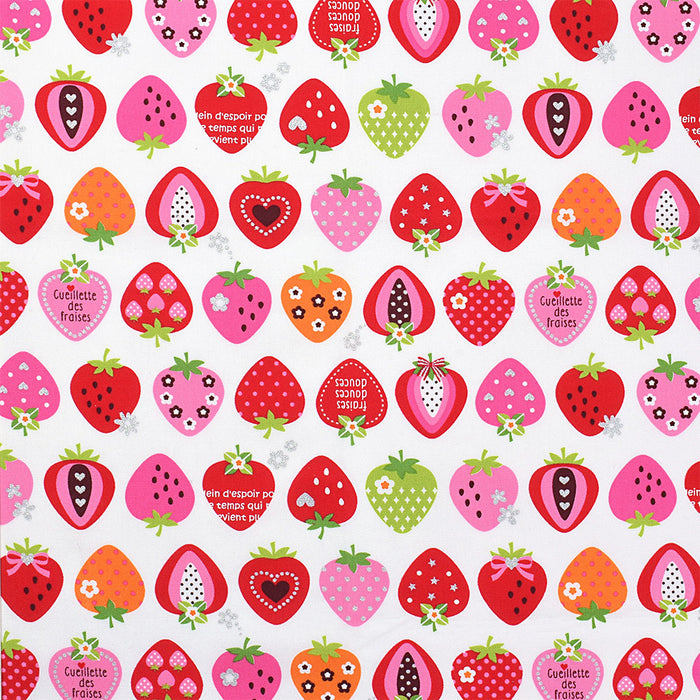 Yu-Packet Sweet Strawberry Collection (Ivory) Oxford fabric 