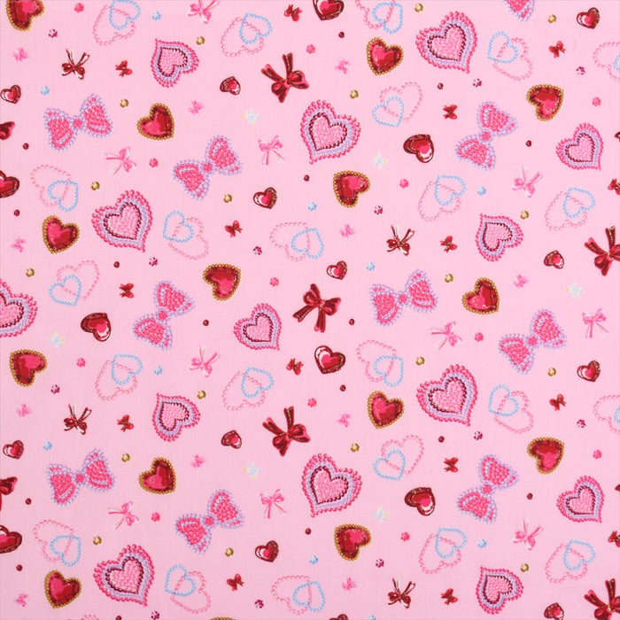 Yu-Packet Heart and Ribbon Twinkle Beauty (Scar Fabric/Pink) Scare Fabric 
