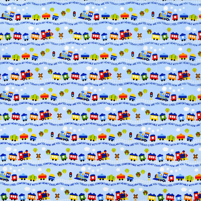 Yu-Packet Let's go by colorful train (Scare fabric/light blue) Scare fabric 