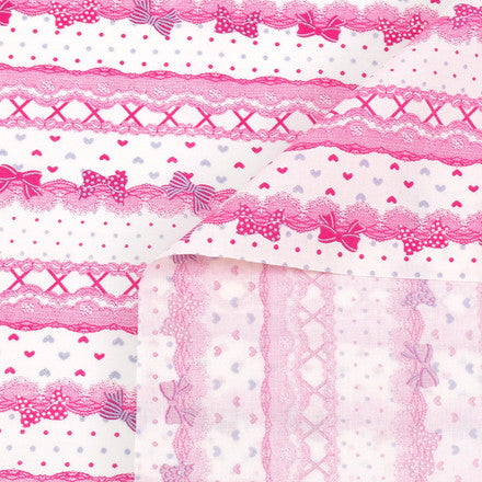 Yu-Packet Pretty cute with ribbon and lace pattern (Scar fabric/white) Scare fabric 