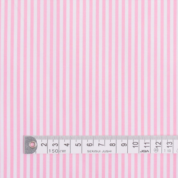 Yu-Packet [Order from manufacturer] Extra-long cotton yarn-dyed broadcloth fabric, white x pink stripe thick, 50 yarn-dyed broadcloth fabric 