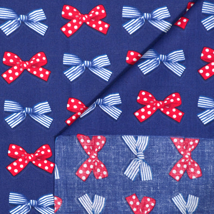 Yu-Packet Polka Dot and Stripe French Ribbon (Scare Fabric/Navy) Scare Fabric 